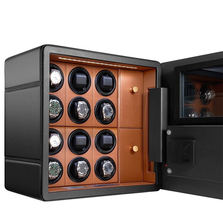 Chronoguard Uhrenbeweger  Uhrenbeweger Safe Elite 12 für 12 Uhren schwarz/braun