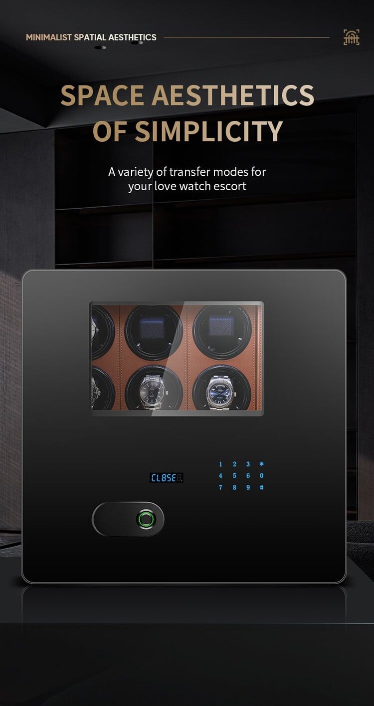 Chronoguard Uhrenbeweger Uhrenbeweger Safe Elite V9 für 9 Automatikuhren schwarz/braun