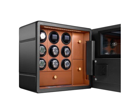 Chronoguard Switzerland Uhrenbeweger Safe Elite V9 für 9 Uhren schwarz/braun