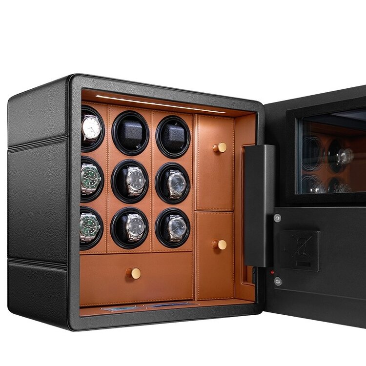 Chronoguard Uhrenbeweger  Uhrenbeweger Safe Elite 9 für 9 Uhren schwarz/braun