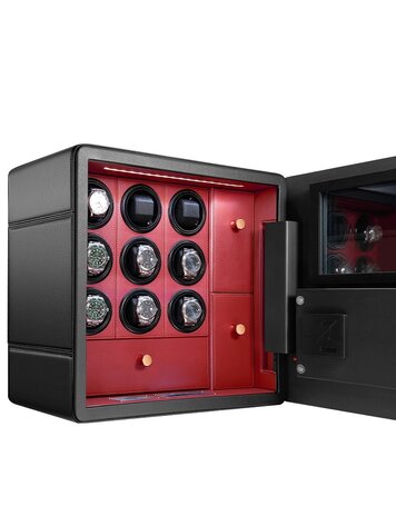 Chronoguard Switzerland Uhrenbeweger Safe Elite V9 für 9 Uhren schwarz/rot