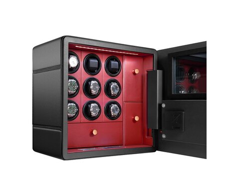 Chronoguard Switzerland Uhrenbeweger Safe Elite V9 für 9 Uhren schwarz/rot