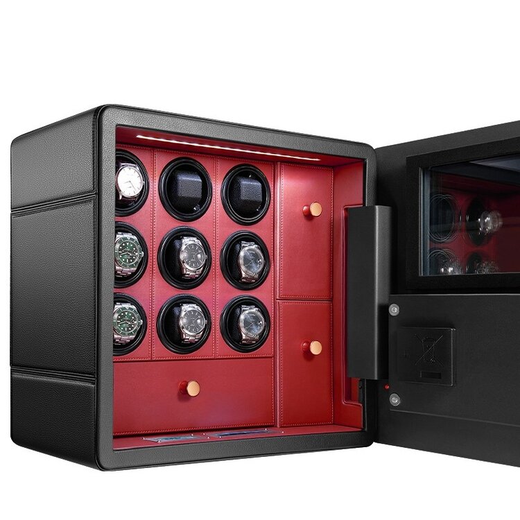 Chronoguard Switzerland  Uhrenbeweger Safe Elite 9 für 9 Uhren schwarz/rot