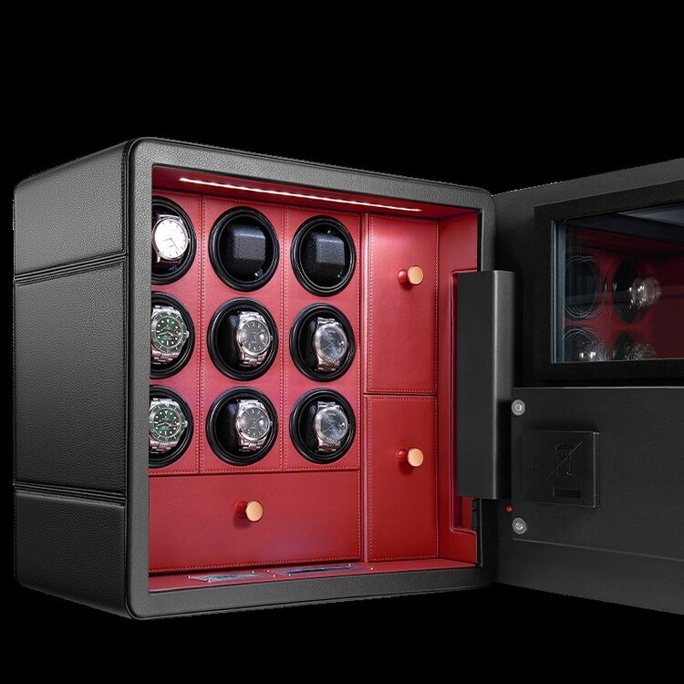 Chronoguard Switzerland  Uhrenbeweger Safe Elite 9 für 9 Uhren schwarz/rot