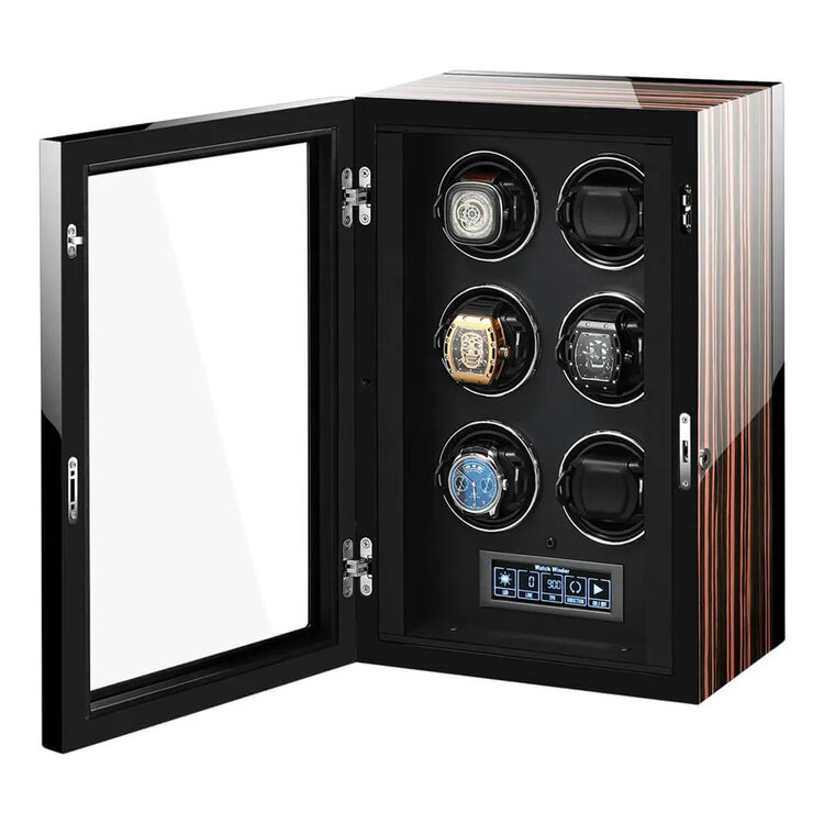 Chronoguard Uhrenbeweger Uhrenbeweger für 6 Automatikuhren – Ebenholz, Touchscreen, leise, TPD einstellbar | Premium
