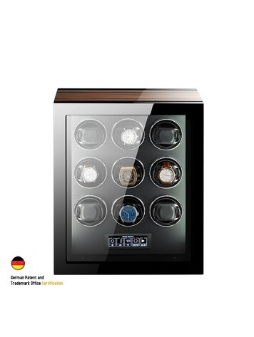 Chronoguard Uhrenbeweger Uhrenbeweger für 9 Automatikuhren – Ebenholz, Touchscreen, leise, TPD einstellbar | Premium