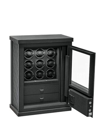 Chronoguard Uhrenbeweger Venezia Uhrenbeweger & Schmucksafe 9 Uhren+ 2 Schubladen  schwarz Fingerprint