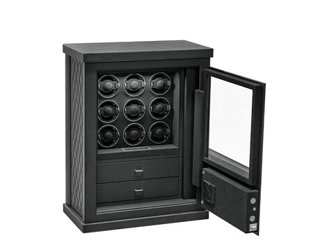 Chronoguard Switzerland Venezia Uhrenbeweger & Schmucksafe 9 Uhren+ 2 Schubladen  schwarz Fingerprint