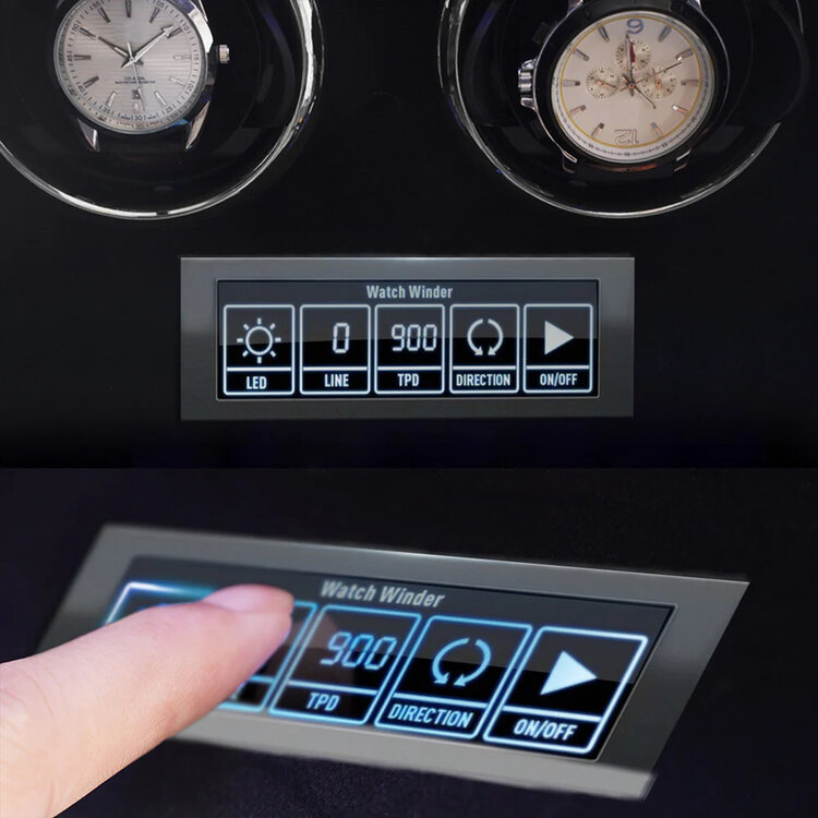Chronoguard Uhrenbeweger Uhrenbeweger für 4 Automatikuhren – Ebenholz, Touchscreen, leise, TPD einstellbar | Premium