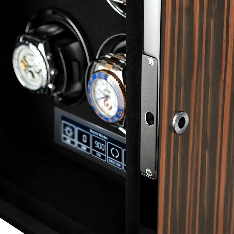 Chronoguard Uhrenbeweger Uhrenbeweger für 4 Automatikuhren – Ebenholz, Touchscreen, leise, TPD einstellbar | Premium