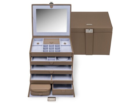 Windrose Schmuckkoffer XL mit Reiseetui Corbello / mocca