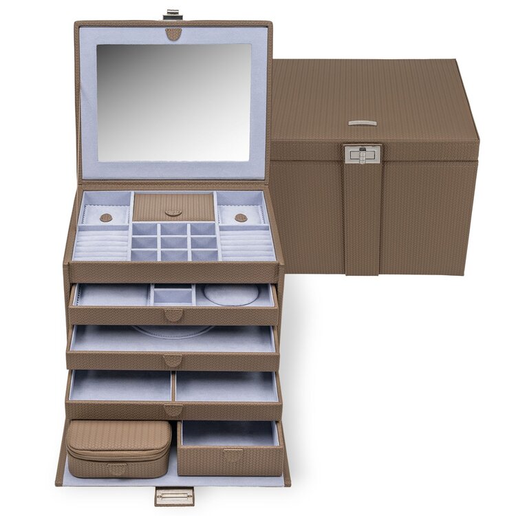 Windrose  Schmuckkoffer XL mit Reiseetui Corbello / mocca