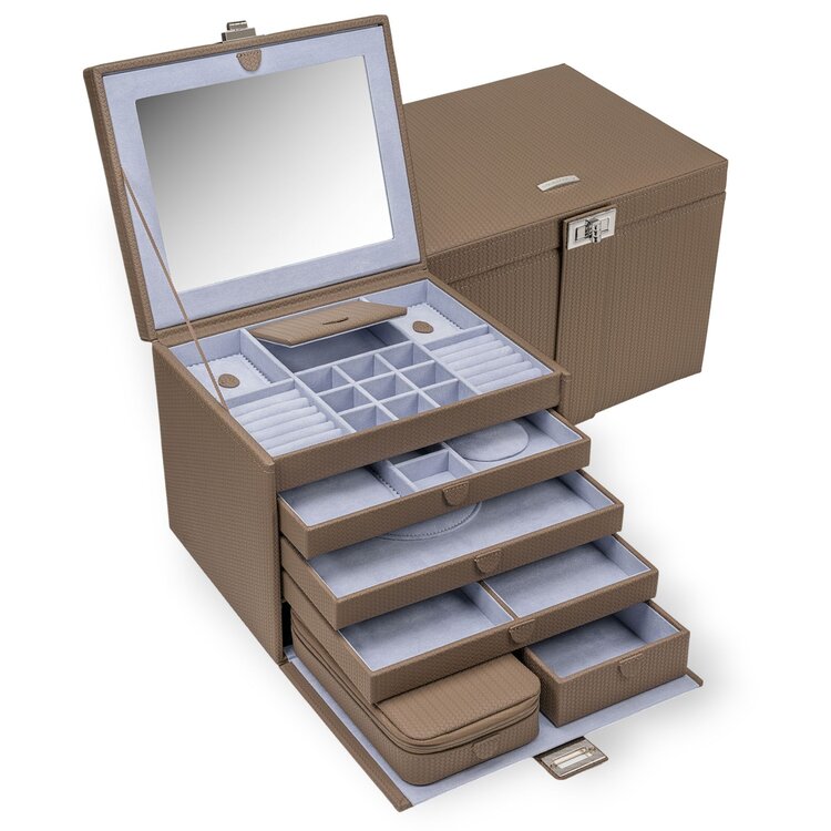 Windrose  Schmuckkoffer XL mit Reiseetui Corbello / mocca