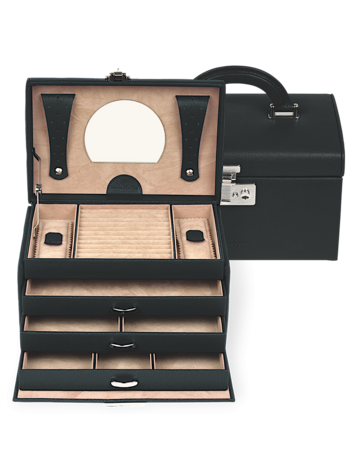 Windrose Schmuckkoffer Beluga / schwarz (Leder) Kollektion: Beluga | Farbe: schwarz
