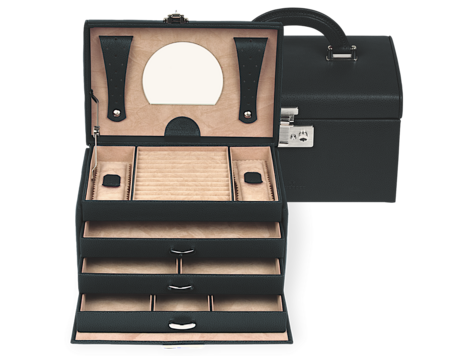 Windrose Schmuckkoffer Beluga / schwarz (Leder) Kollektion: Beluga | Farbe: schwarz