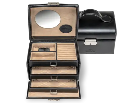 Windrose kleiner Schmuckkoffer Merino / schwarz