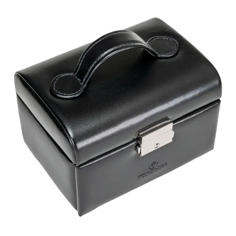 Windrose kleiner Schmuckkoffer Merino / schwarz