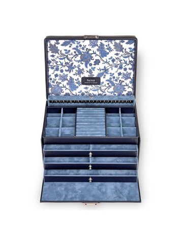 Sacher Schmuckkasten Jasmin florage / navy (Leder)