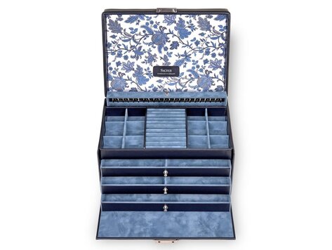 Schmuckkasten Jasmin florage / navy (Leder)