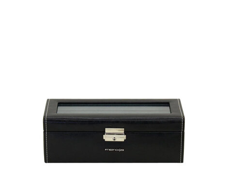 Friedrich Uhrenkoffer Bond für 4 Uhren mit Glasdeckel schwarz