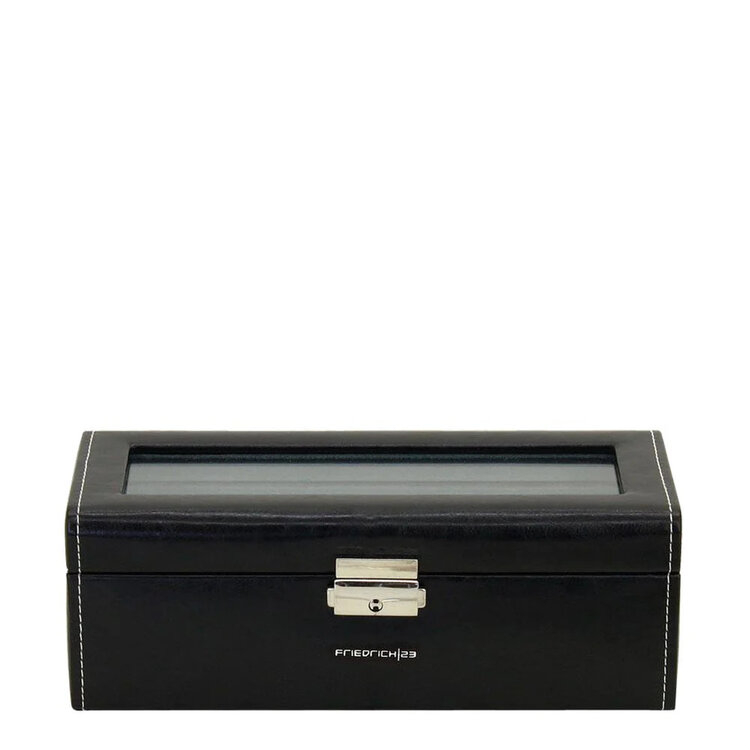 Friedrich Uhrenkoffer Bond für 4 Uhren mit Glasdeckel schwarz