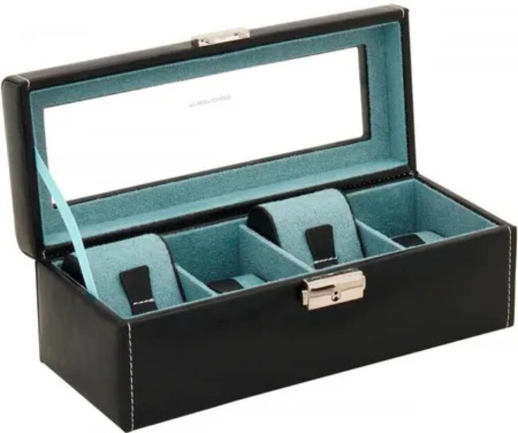 Friedrich Uhrenkoffer Bond für 4 Uhren mit Glasdeckel schwarz