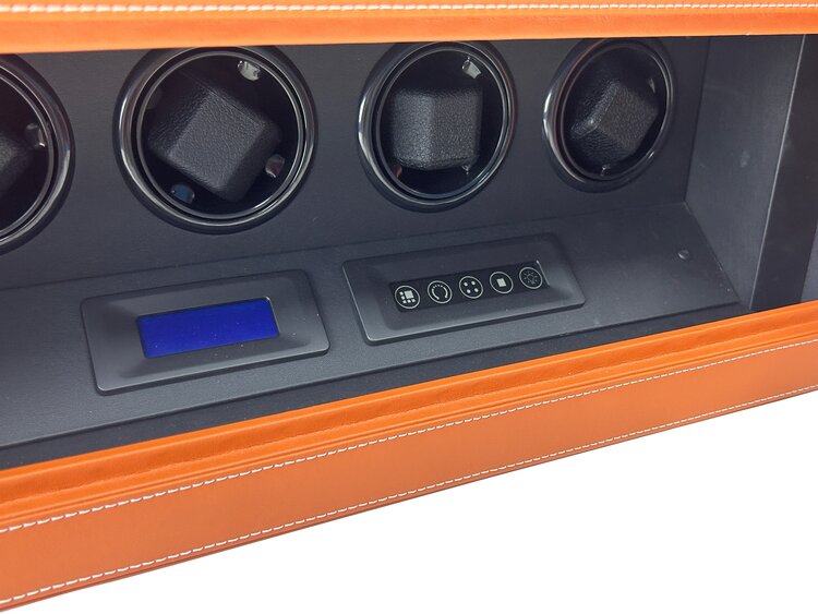 Chronoguard Switzerland  Goliath 4 er Uhrenbeweger Tresor orange Fingerprint