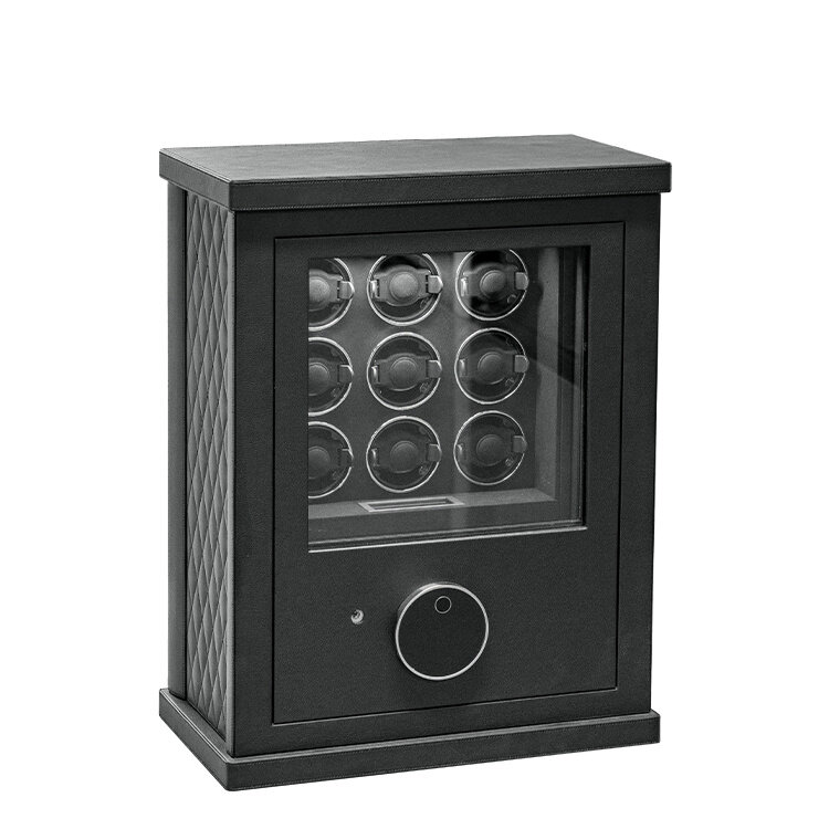 Chronoguard Uhrenbeweger Venezia — Uhrenbeweger 6 Uhren | Fingerprint | 3 Schubladen | Schwarz