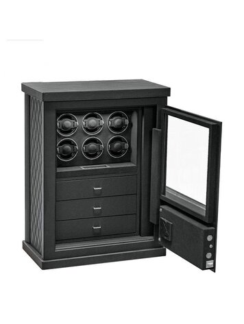Chronoguard Uhrenbeweger Venezia Uhrenbeweger  6 Uhren+ 3 Schubladen schwarz Fingerprint