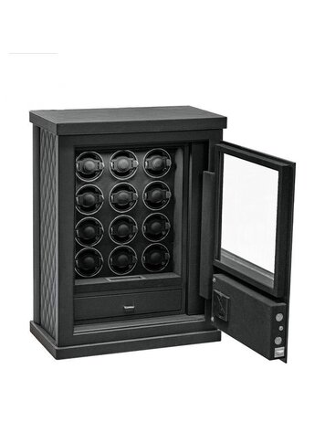 Chronoguard Uhrenbeweger Venezia Uhrenbeweger 12 Uhren+ 1 Schubladen schwarz Fingerprint