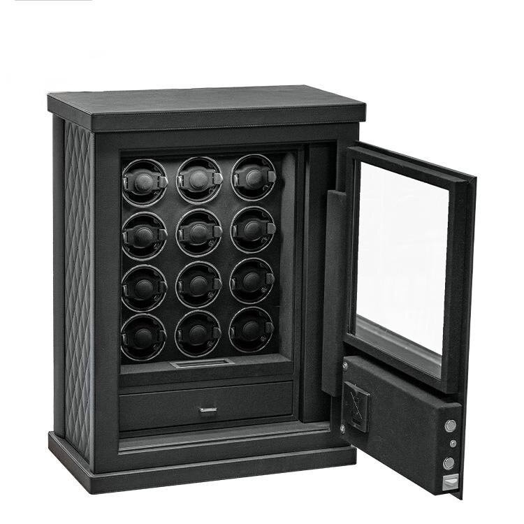 Chronoguard Uhrenbeweger Venezia Uhrenbeweger 12 Uhren+ 1 Schubladen schwarz Fingerprint