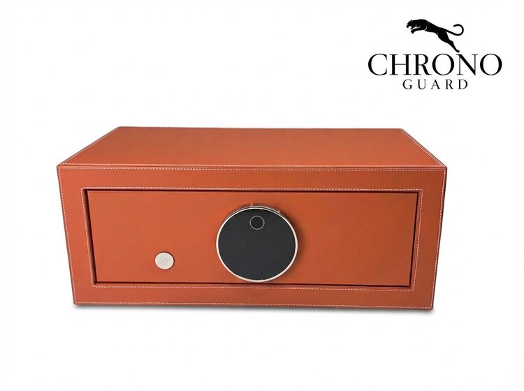 Chronoguard Switzerland  Goliath 4 er Uhrenbeweger Tresor orange Fingerprint