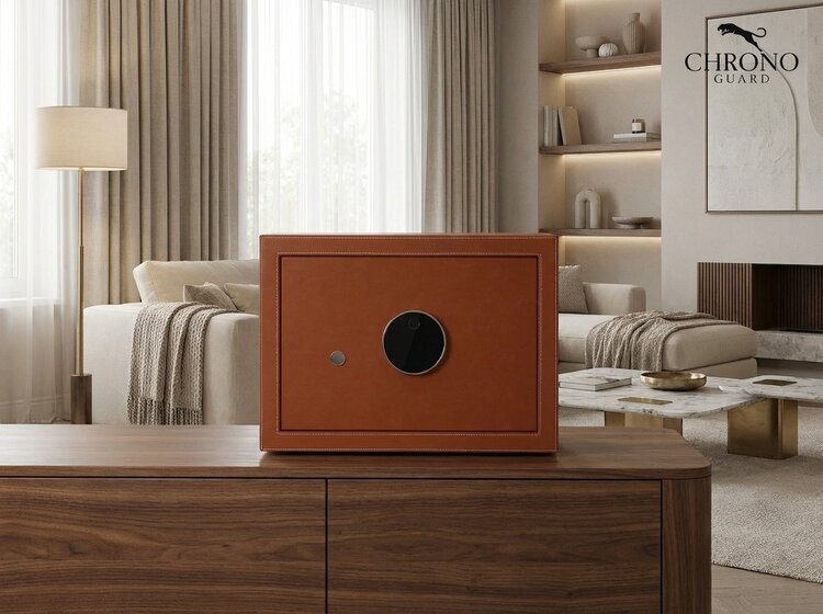 Chronoguard Switzerland  Goliath 8 er Uhrenbeweger Tresor orange Fingerprint