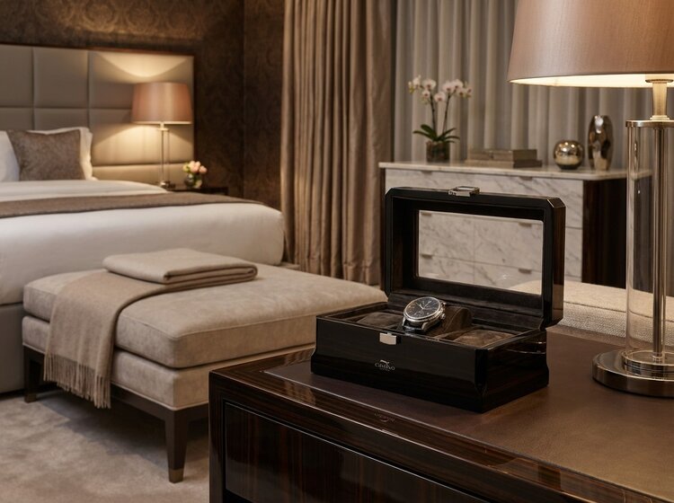 Chronoguard Switzerland Positano Luxus  Uhrenbox für 3 Uhren Handmade