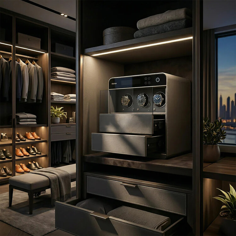 Chronoguard Switzerland  Atrium Intelligent System Uhrenbeweger Safe 3 Uhren grau