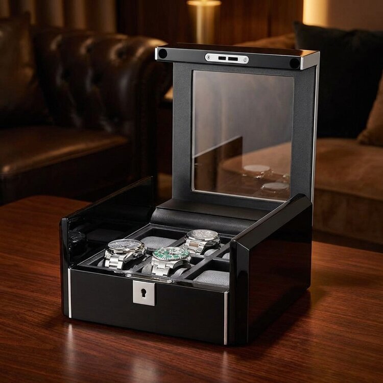 Chronoguard Switzerland Dante Uhrenbox für 6 Uhren schwarz