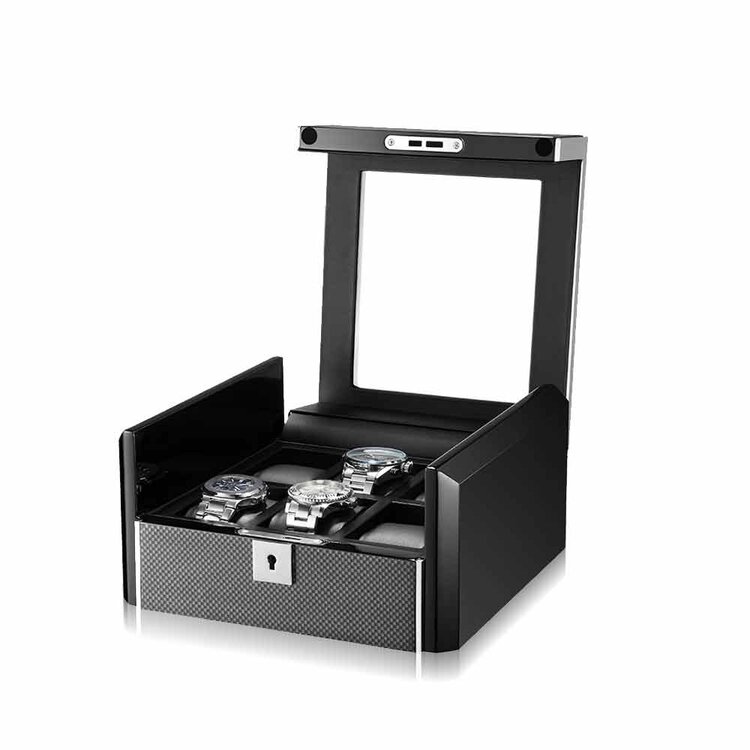 Chronoguard Switzerland Dante Uhrenbox für 6 Uhren Carbon