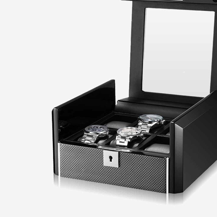 Chronoguard Switzerland Dante Uhrenbox für 6 Uhren Carbon