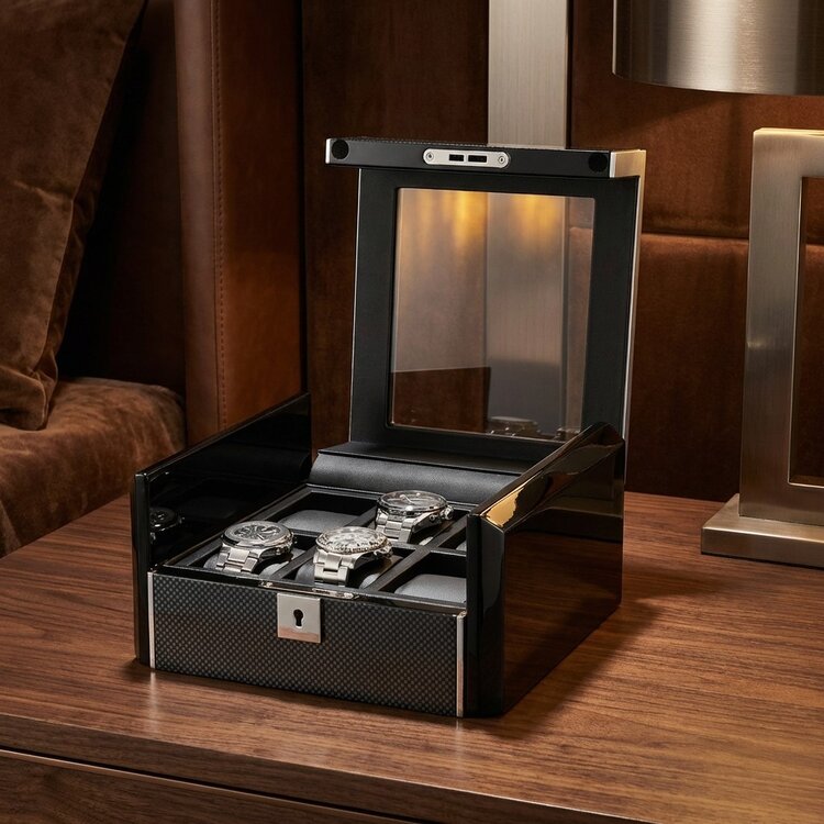 Chronoguard Switzerland Dante Uhrenbox für 6 Uhren Carbon