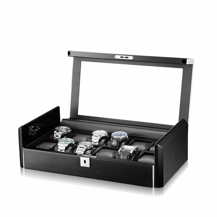 Chronoguard Switzerland Dante Uhrenbox für 12 Uhren Carbon