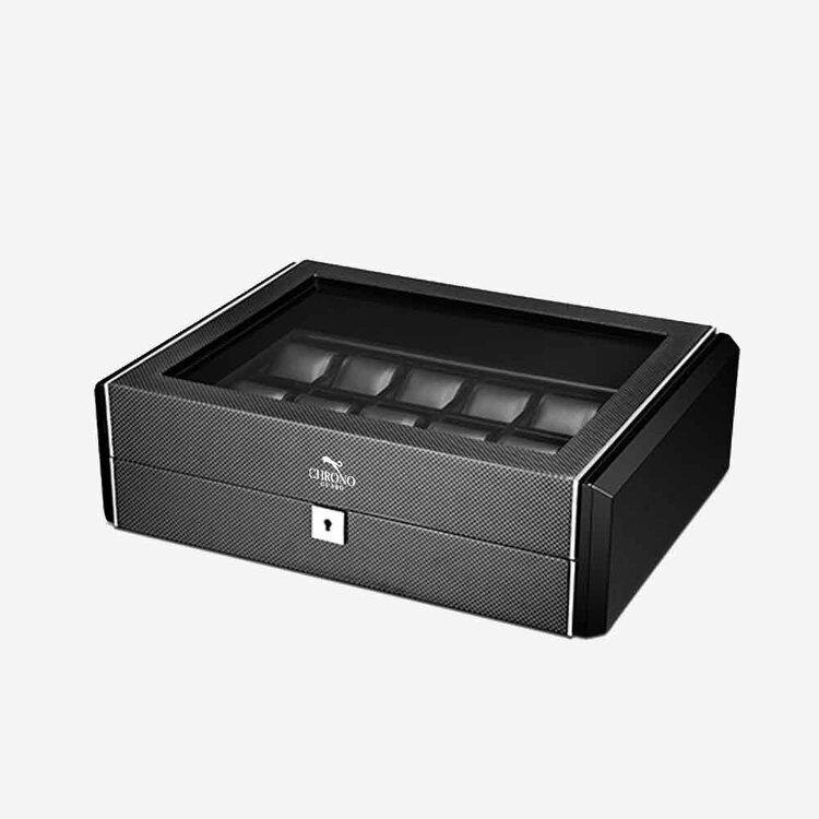 Chronoguard Switzerland Dante Uhrenbox für 12 Uhren Carbon