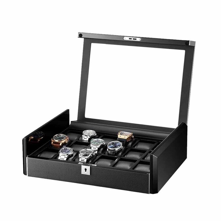 Chronoguard Switzerland Dante Uhrenbox für 18 Uhren Carbon