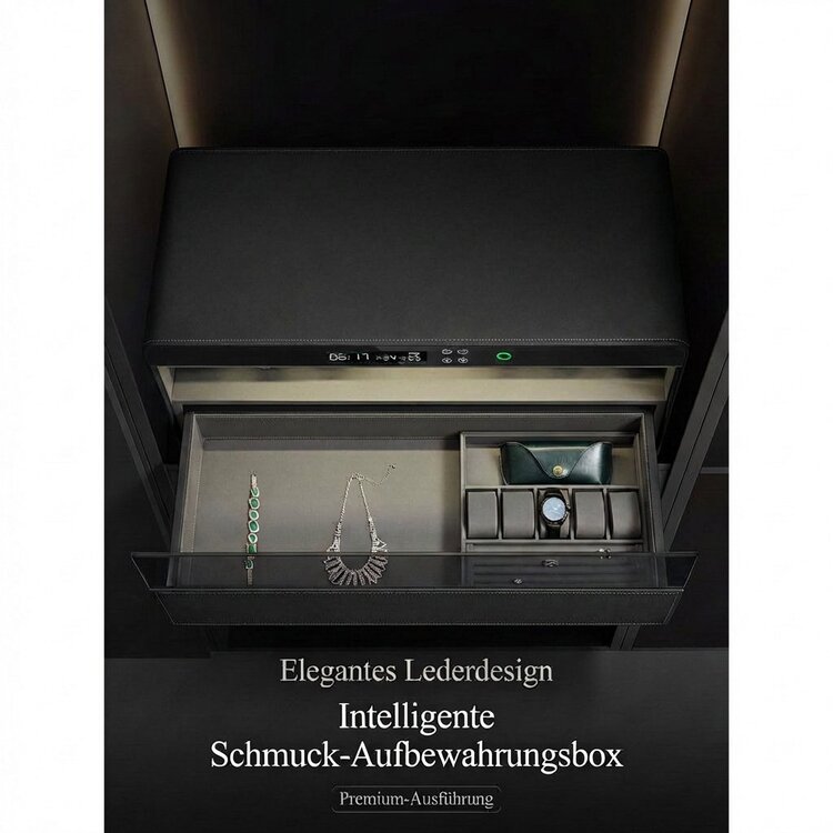 Chronoguard Uhrenbeweger Atrium Uhrenbeweger für 6 Automatikuhren – PU-Leder Grau, Fingerabdruck