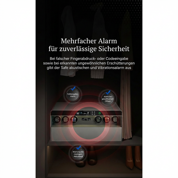 Chronoguard Uhrenbeweger Atrium Uhrenbeweger für 6 Automatikuhren – PU-Leder Weiss, Fingerabdruck