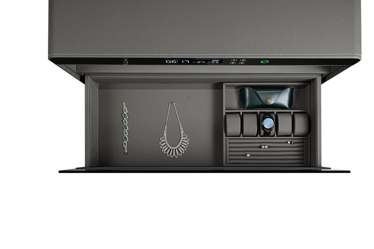 Chronoguard Uhrenbeweger Atrium Uhrenbeweger für 6 Automatikuhren – PU-Leder Weiss, Fingerabdruck