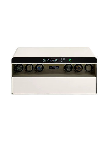 Chronoguard Uhrenbeweger Atrium Uhrenbeweger für 6 Automatikuhren – PU-Leder Weiss, Fingerabdruck