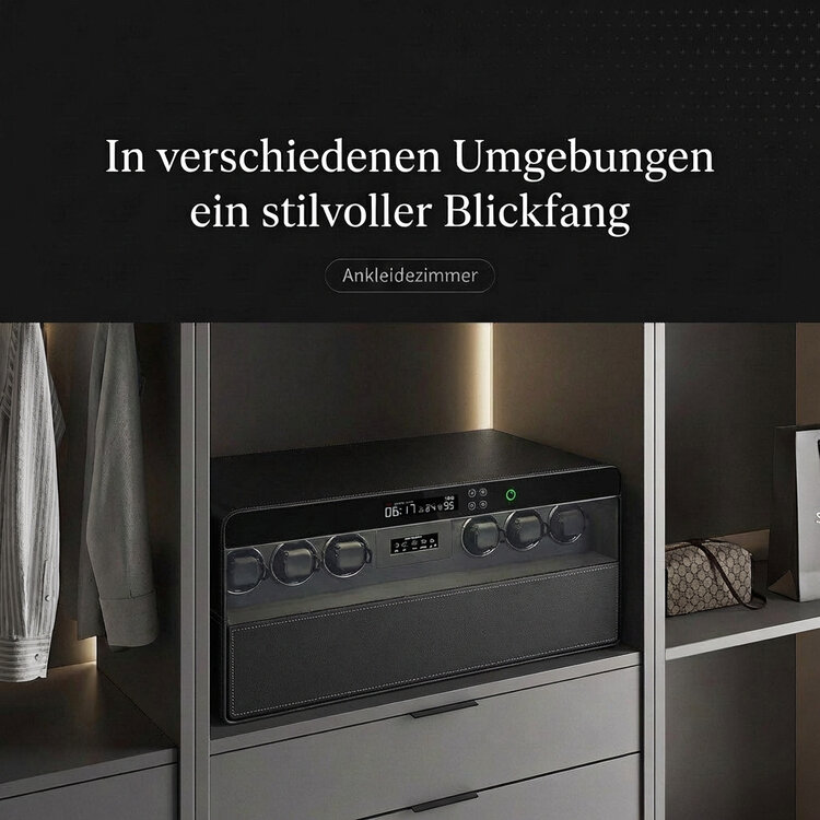 Chronoguard Uhrenbeweger Atrium Uhrenbeweger für 12 Automatikuhren – Weiss/Grau, Fingerabdruck