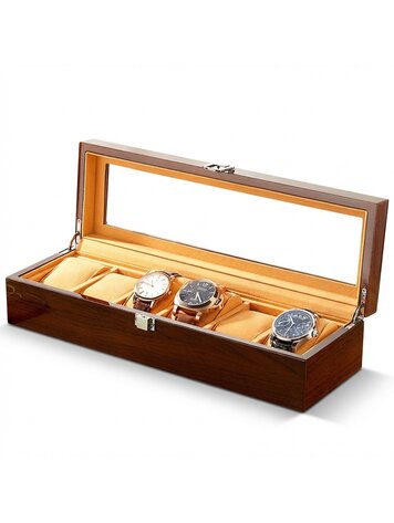 Chronoguard Uhrenbeweger Positano Luxus Uhrenbox für 6 Uhren Handmade