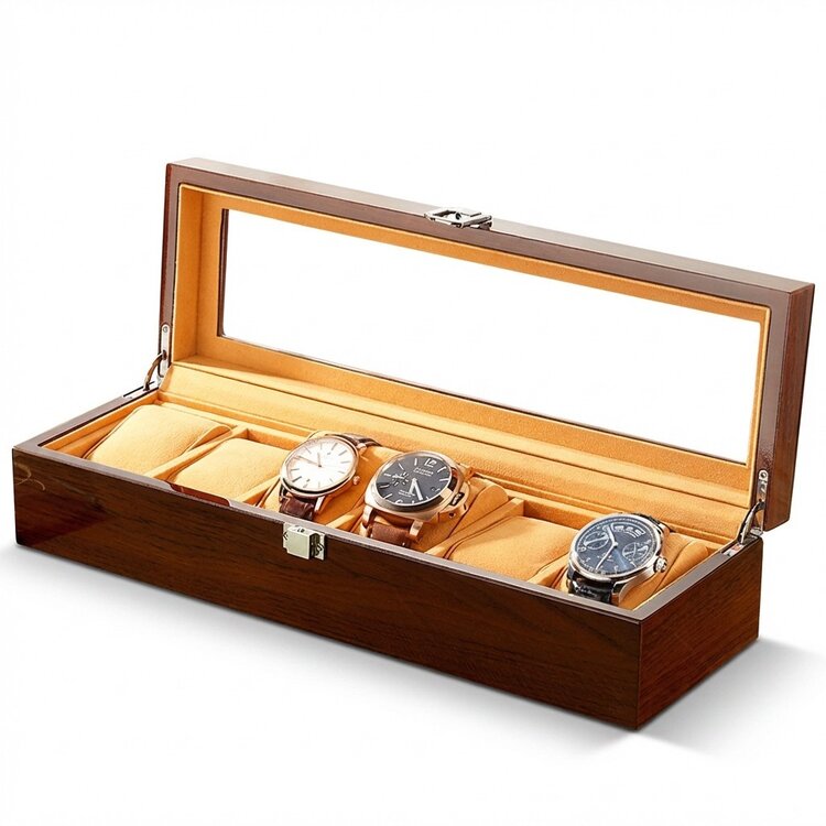 Chronoguard Uhrenbeweger Positano Luxus Uhrenbox für 6 Uhren Handmade