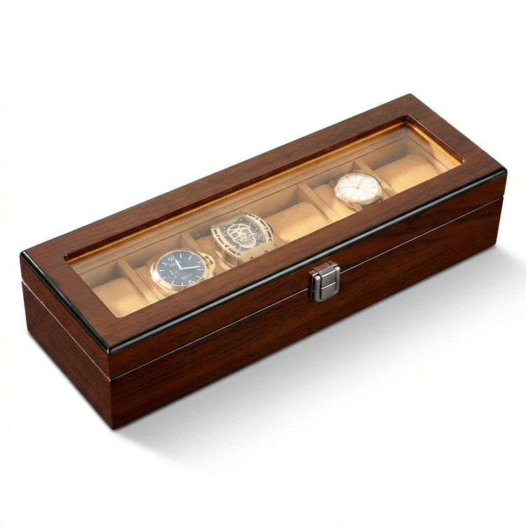 Chronoguard Uhrenbeweger Positano Luxus Uhrenbox für 6 Uhren Handmade